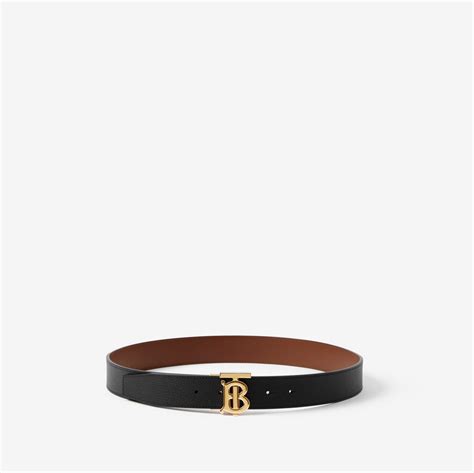 Reversible Leather TB Belt in Black/tan .